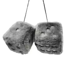 Dés pelucheux pour miroir de voiture, paire de dés en peluche pelucheux carrés rétro de 2.7 pouces avec points pour suspendre des accessoires de voiture, intérieur moelleux: GRIS