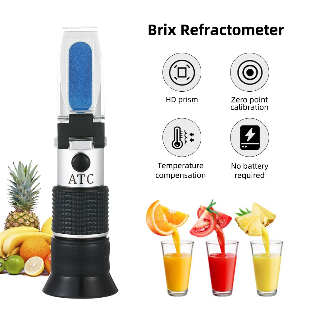 Bärbar brix refraktometer 0-90%  handhållen sockerhaltsmätare för fruktjuicesoppa vätskeindexmätinstrument