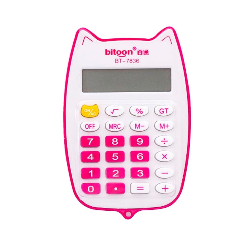 Cartoon Digital Scientific Calculator Mini Desktop Calculator with LED Display Handheld Desktop Calculator for Office Student: Red