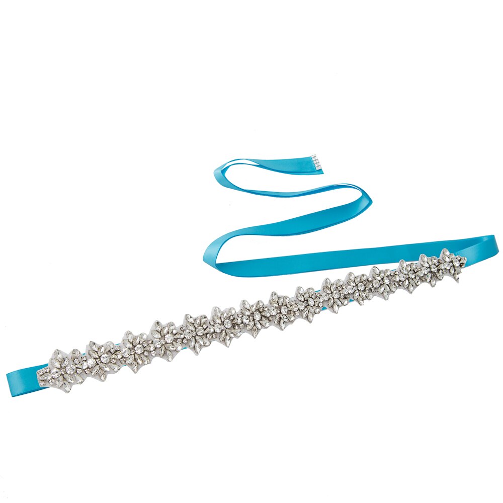 Trixy S269-S Bruiloft Riemen Zilveren Diamanten Riem Verbazingwekkende Crystal Rhinestone Riem Glanzend Bruids Riem Bruiloft Sjerpen Jeweled Riem: blue