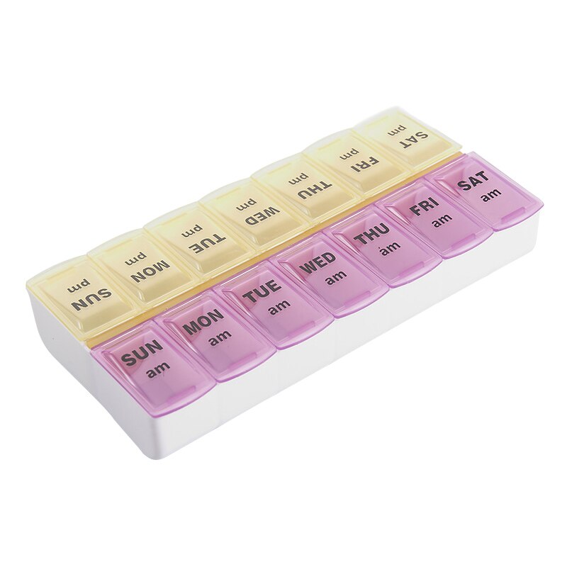 7 Dagen Wekelijkse Pillendoosje Case Tablet Geneeskunde Box Houder Organizer Pill Dispenser Splitters Reizen Divider Draagbare: Pink yellow