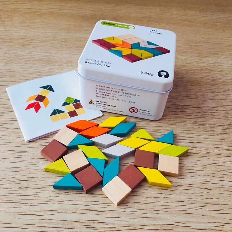 Børn træpuslespil domino tangram legetøj tidlig læring uddannelse intelligens børn interaktivt spillegetøj med detailboks: 5