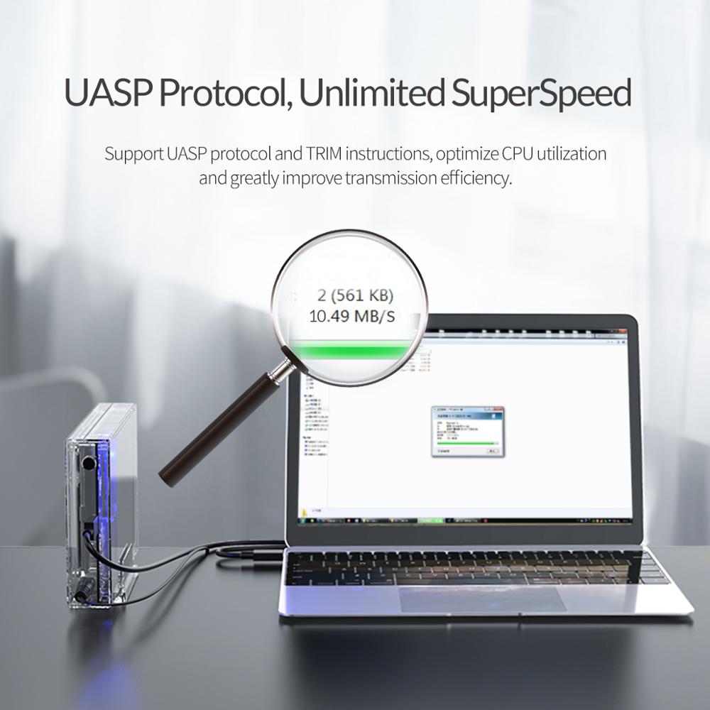 ORICO 3.5 inch HDD Behuizing USB 3.1 Type C 10Gbps Transparante HDD Case SATA naar USB C Transparant HDD docking station