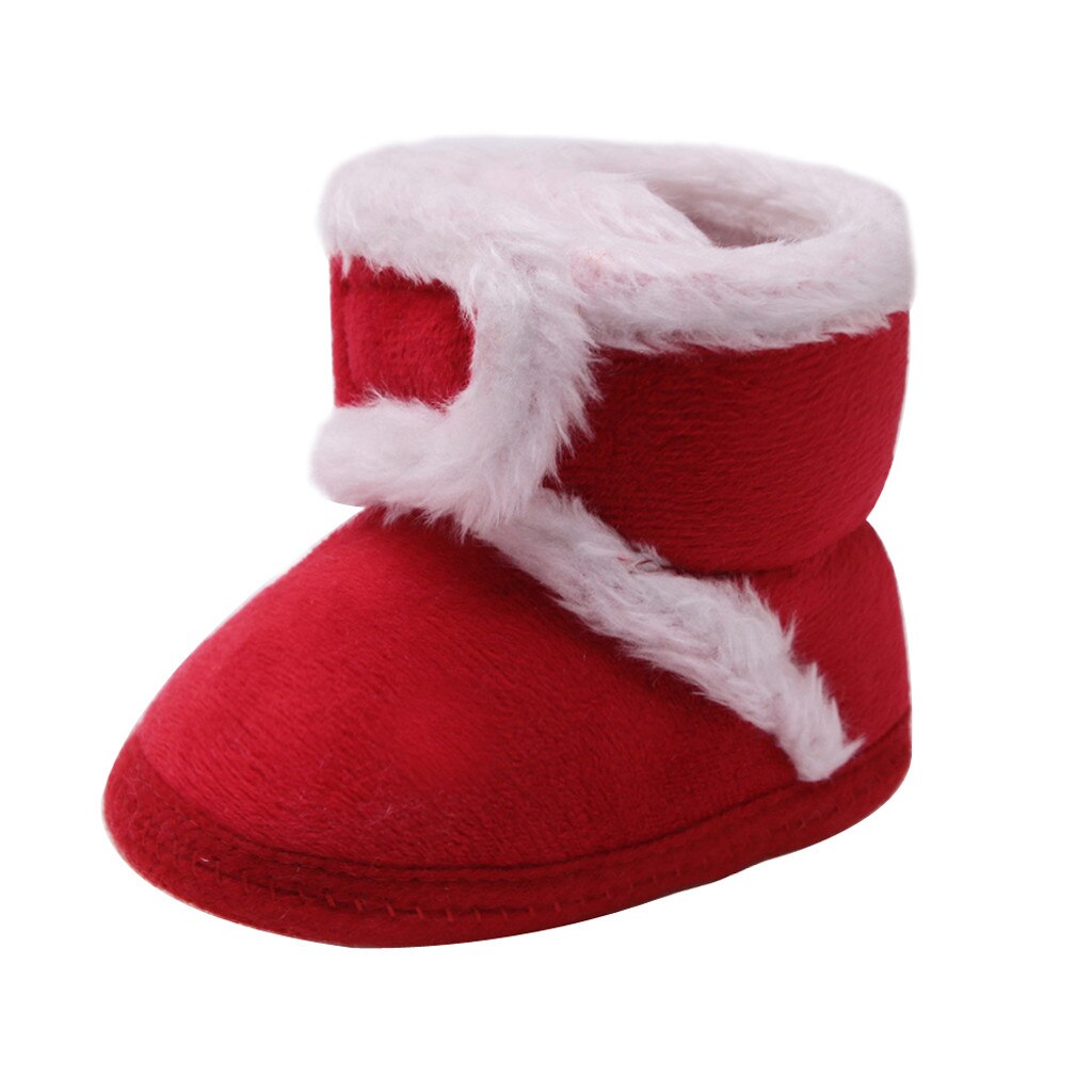 Novo bebê mais botas de veludo do bebê recém-nascido meninas cashmere de pelúcia botas de inverno bandagem manter sapatos quentes adesivos mágicos sapatos da criança: Red  / 11