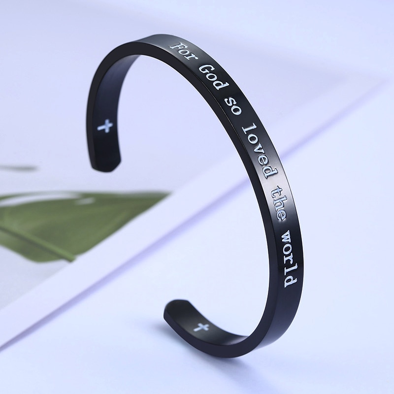 Jean 3:16 verset de la Bible Bracelet chrétiens pour hommes femmes étude de la Bible bijoux religieux pour dieu tant aimé le monde 56MM