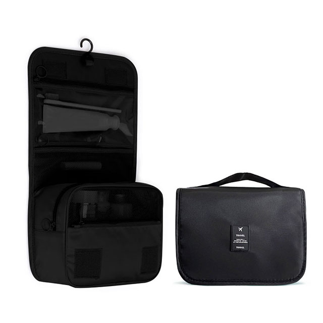 Travel Makeup Bag Waterproof Toiletries Organizer Women Neceser Bathroom Hook Wash Pouch Hook Makeup Storage Bag: black