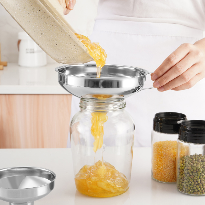Altamente Popular, embudo para conservas de boca ancha de acero inoxidable de 2 tamaños, aderezo para ensaladas, embudo líquido, filtro de tolva, herramientas de cocina, Gadgets