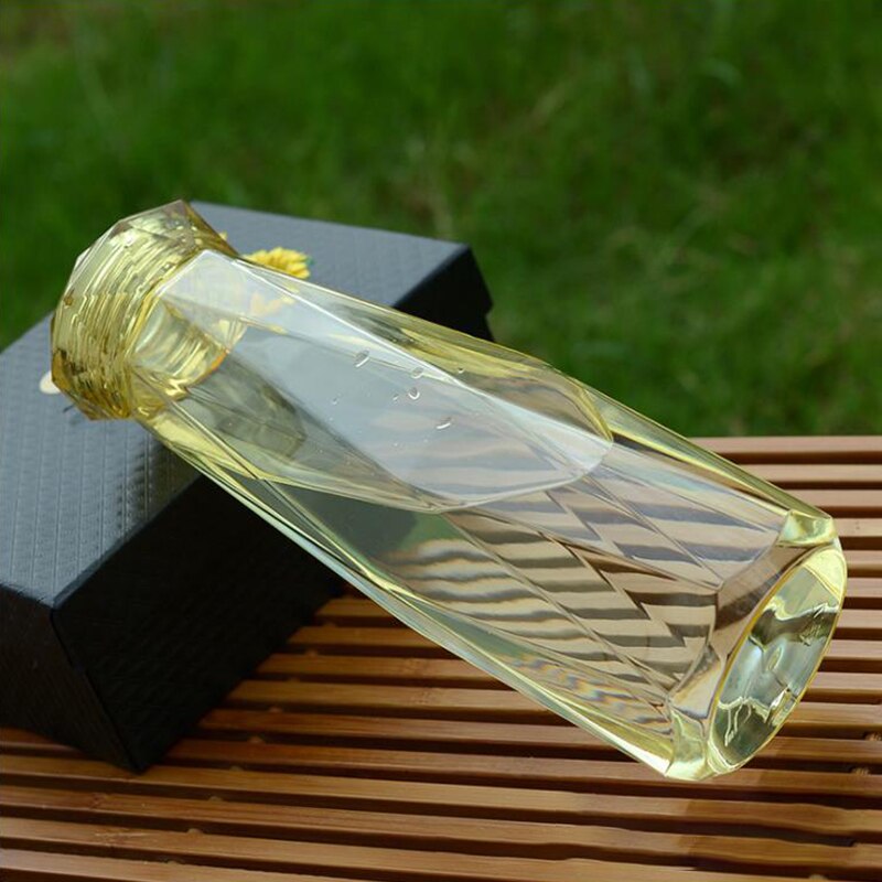 600ml Große Kapazität Glas Wasser Flasche Bunte Sommer Trinken Flasche Schule Ich bin Freien freundlicher Protable Flasche: Gelb
