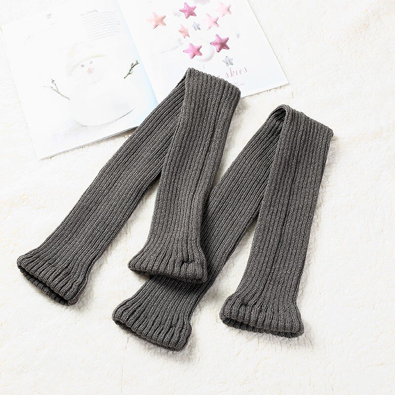 Chaussettes Tube longues en tricot pour femmes, chauffe-jambes, couleur unie, Simple, très élastique, pour l&#39;extérieur, hiver, , doux, ,: dark gray