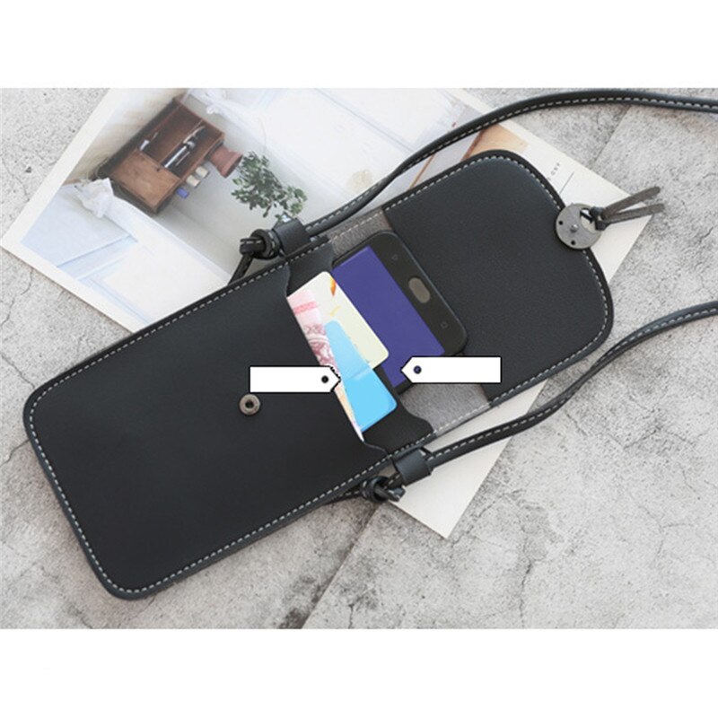 Effen Kleur Dames Touch Screen Mobiele Telefoon Tas Schouder Messenger Bag Mode Alle-Wedstrijd Schattige Kleine Tassen
