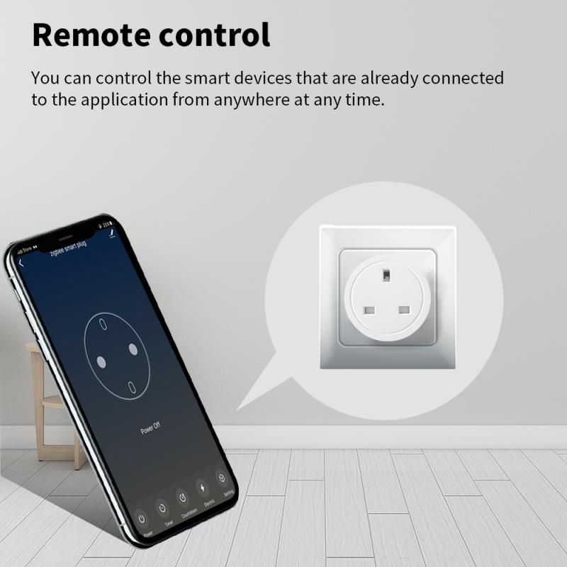 Tuya Zigbee Smart Socket UK 16A WiFi Power Plug Voice Timer Power Monitor Function Outlet Work With Alexa Google Home Smart Life