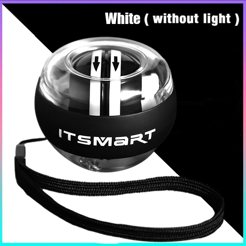 Led gyroskopisk powerball autostart rækkevidde gyro power håndled bold med kontra arm hånd muskel kraft træner fitness udstyr: Hvid uden lys