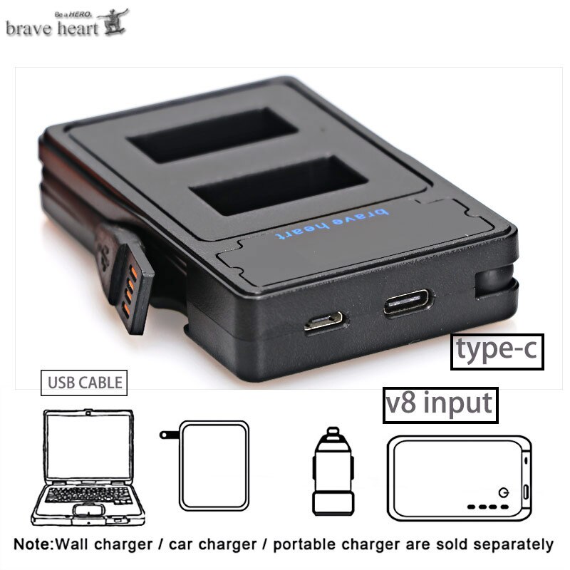 Høj kapacitet bateria hero 3 gopro hero 3 batteri + type-c usb-oplader + batterikasse til gopro go pro hero 3 3+  kamera tilbehør