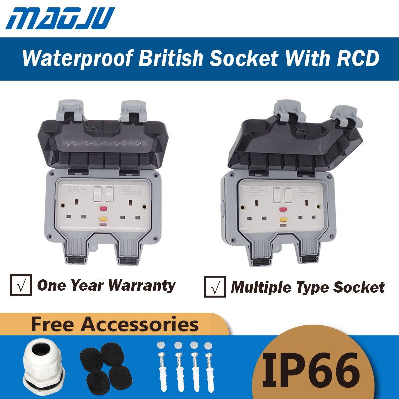 Uk Britse Plug 13A Lekkage Bescherming Plug Rcd Socket Outdoor Waterdichte Socket Behuizing