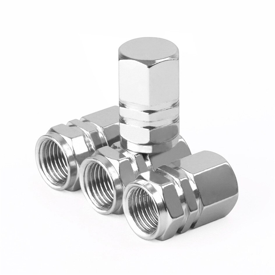 Aluminium Auto Wiel Band Ventiel Rim Stem Caps Ventiel Stofkap Wiel Banden Stem Air Dust Waterdichte luchtdicht Covers: Silver
