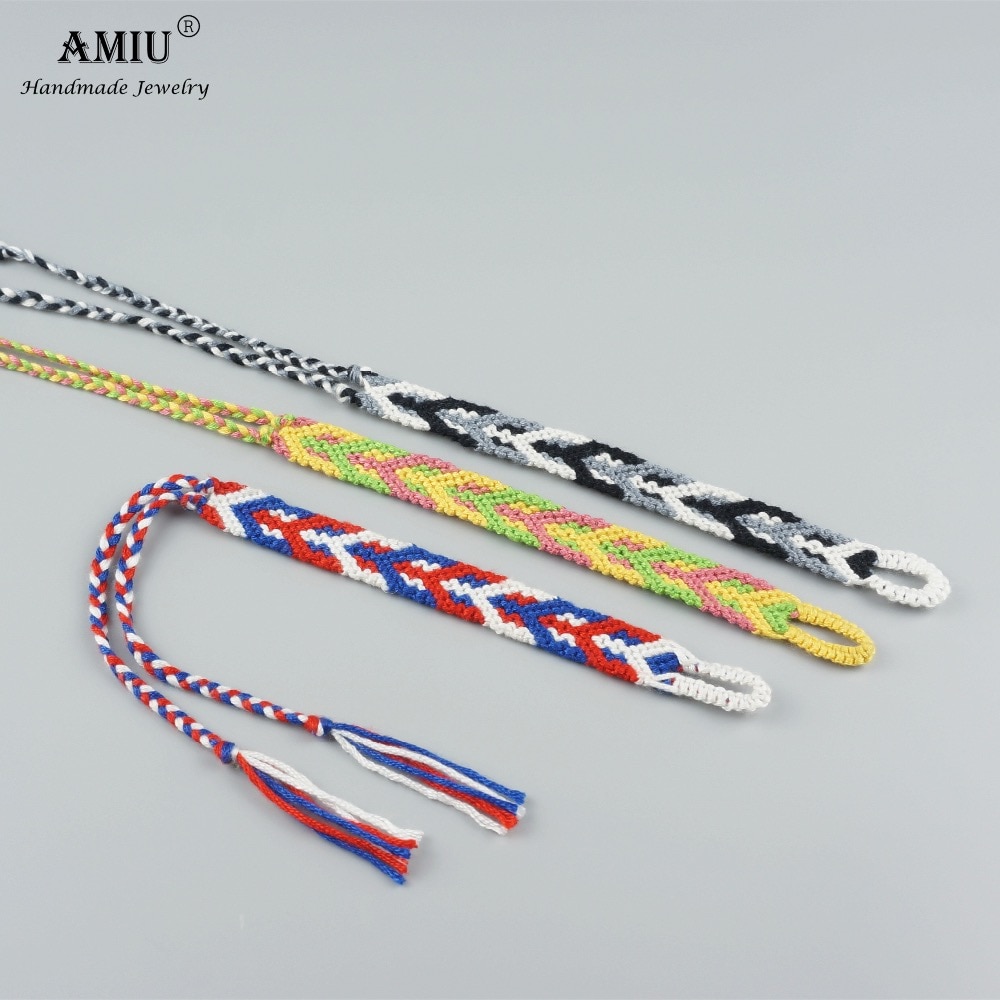 AMIU Andean Freundschaft Armbänder Handarbeit Gewebt Baumwolle Freundschaft Armbänder Macrame Armbinde Boho Stil Fußkettchen wickeln Armbinde