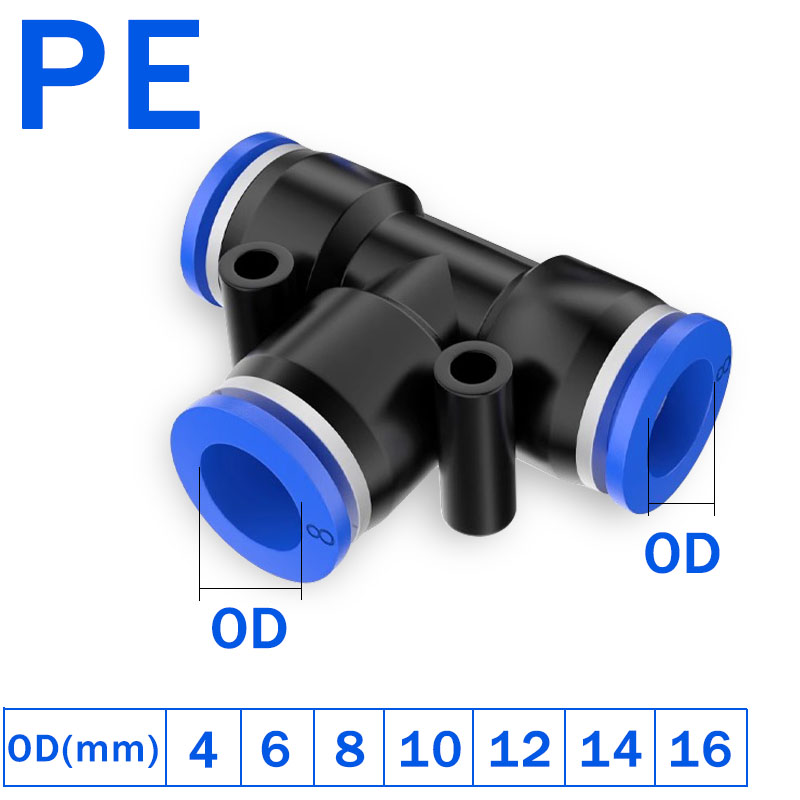 Pneumatiske fittings hurtigkobling luftslange rørforbindelser plast pu py  pe 4mm 6mm 8mm 10mm 12mm stik ind i stikkontakt