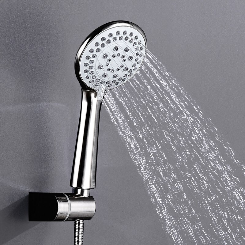 5 Functions Hand Held Shower Head Brushed Nickel Shower Set With Hose Wall Mounted Shower Set