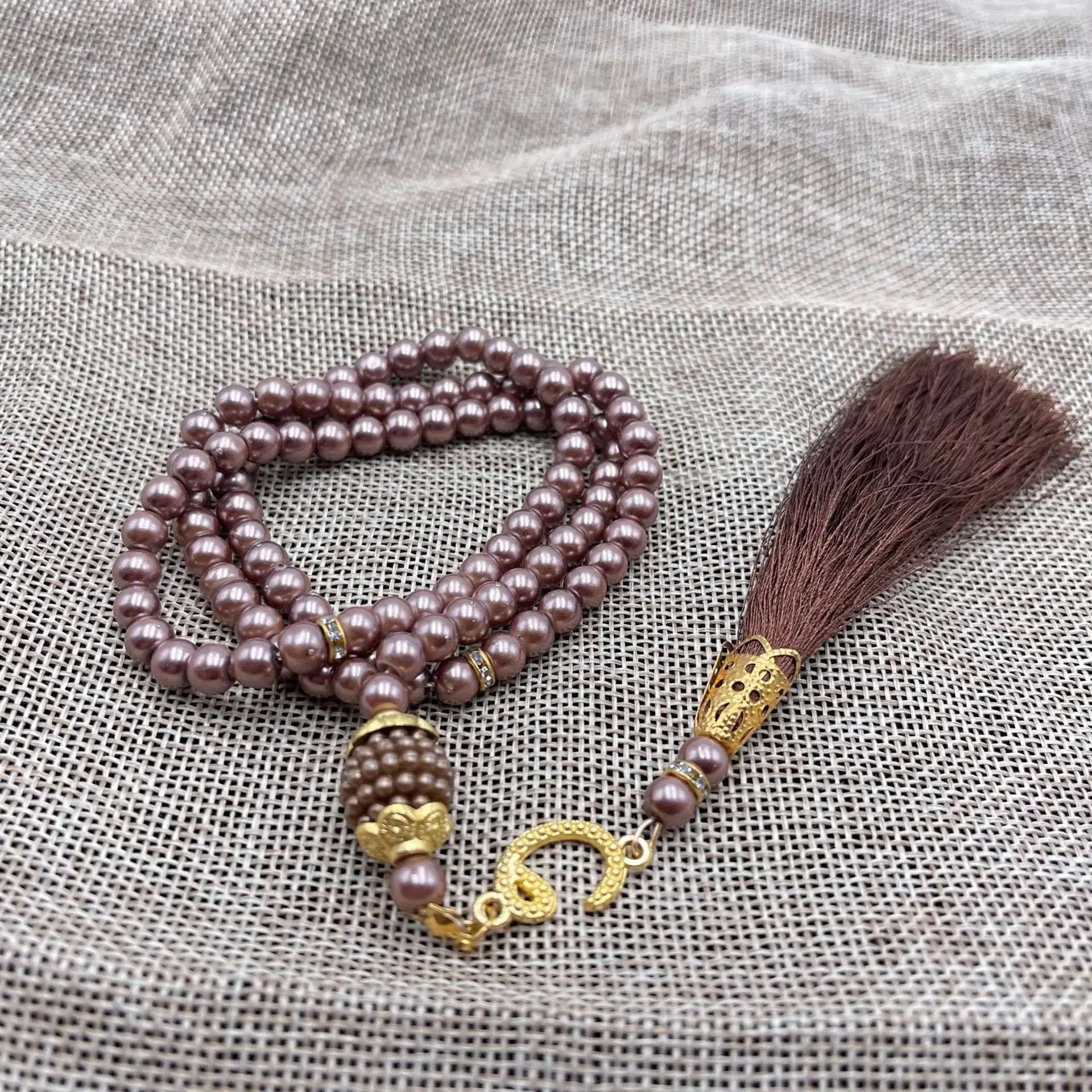 Nuevas perlas de vidrio borla estilo turco Rosario musulmán cuentas de oración islámica pulsera para mujeres accesorios de joyería 6mm 99 Uds: VERMEIL