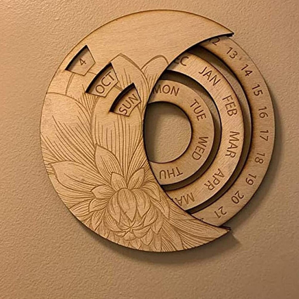 Wall Calendar Perpetual Calendar Everlasting Perpetual Wooden Hanging Calendar Adjustable Calendar For Crafts Decorative