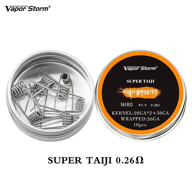 2 boxen NI80 Nichrome Hohe Dichte Außerirdischer V2 Verschmolzen Clapton Vorgefertigte Heizung Spule Elektronische Zigarette Spiralen RDA RTA RDTA Spule: 10x Super Taiji