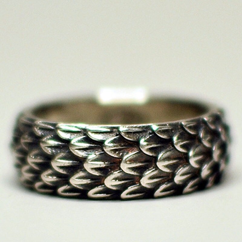 Original Retro Dragon Scale Inverse Scale Male Ring Boyfriend Personality Simple and Versatile