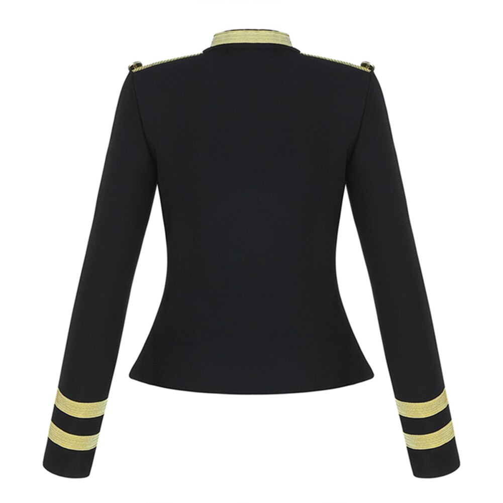 Contrasterende tape inzet knoop detail jassen jas voor dames lente herfst feest zwart lange mouw