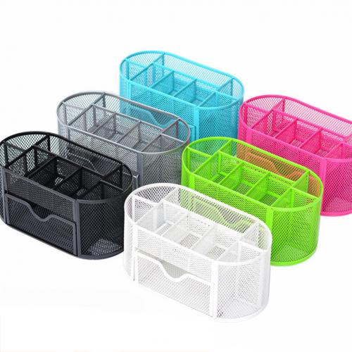 9 Compartments Students Desktop Stationery Collection Organizer Office Pen Holder: Black