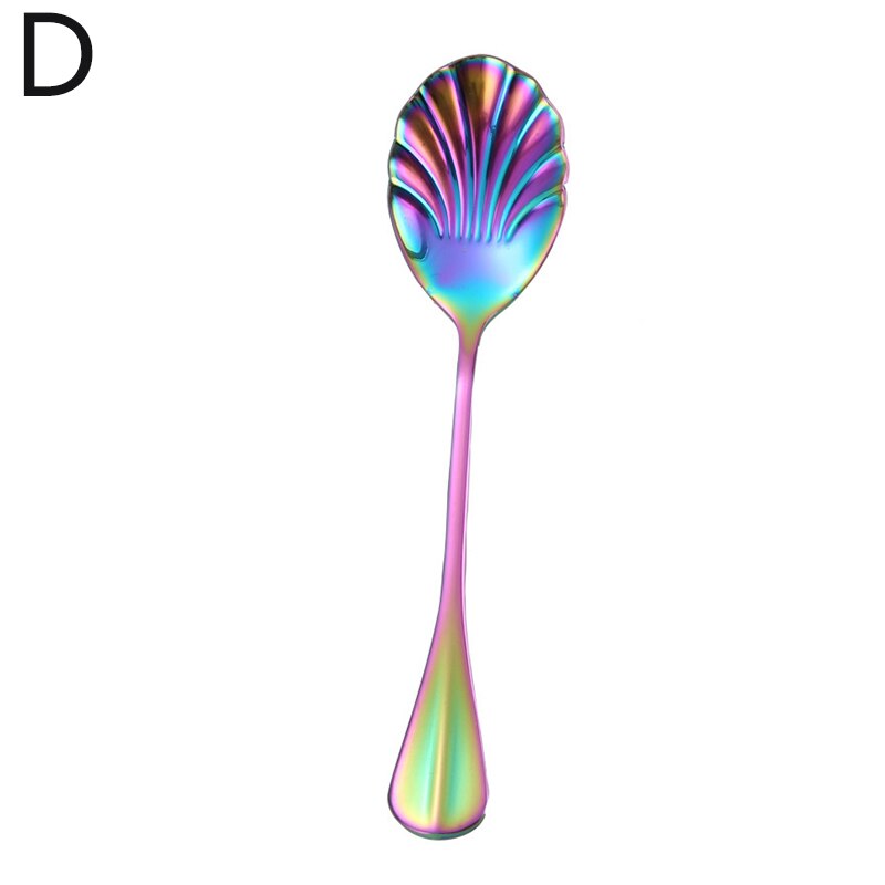 Shell Shape Stainless Steel Spoon Teaspoons Coffee Spoons Ice Cream Sugar Dessert Spoons Tableware Kitchen Accessories: D