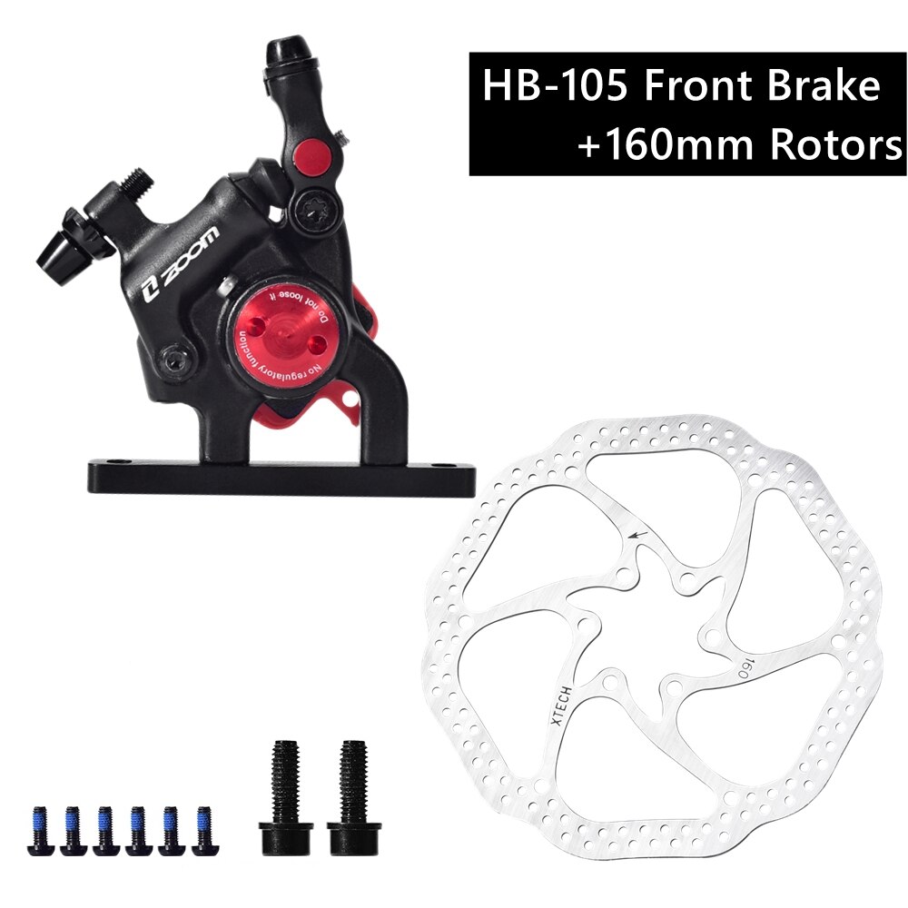 ZOOM Road Bike Hydraulic Disc Brake Calipers HB105 Mechanical Hydraulic Line Pulling Disc Brake for Flat-Mount Road 160mm Rotor: Front n Rotor Black