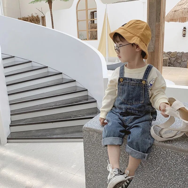 Monos vaqueros versión coreana para niños y niñas de 0 a 6 años, pantalones informales a la , Mono que combina con todo, primavera y otoño