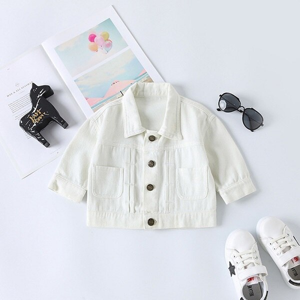 Mode Lente Lange Mouwen Kids Denim Jassen voor Meisjes Baby Print Hond Jas Cuasual Turn Down Kraag Baby uitloper LZ044: white / 4T