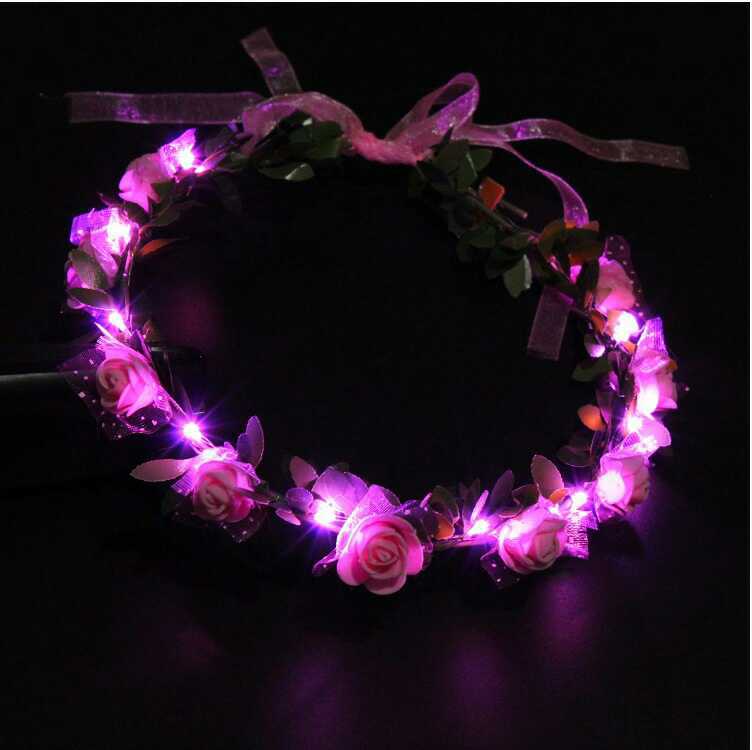 Vrouwen Meisje LED Knippert Lichtgevende Licht Bloem Hoofdband Haarband Hoofddeksels Kerst Bruiloft Glow Party Supply: 17