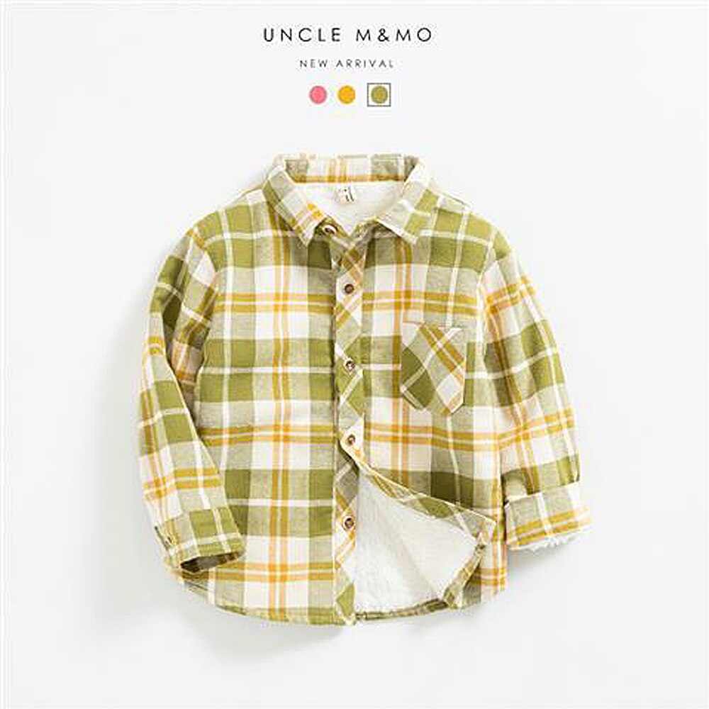 Baby Mädchen Junge Kariertes Hemd Jacke Baumwolle Warme Art Hemd Dicken verlieren Outfit hinzufüGen mehr wolle hemd Winter Baby kleidung 1-6Y: Grün / 3T