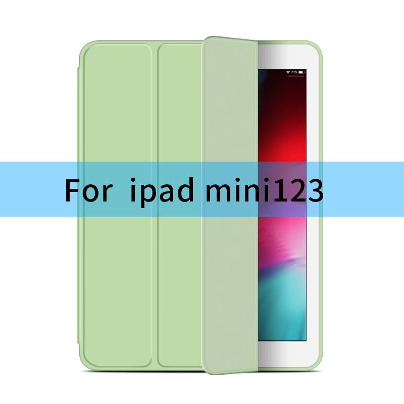 For iPad Air 2 Air 1 Case 9.7 Funda Silicone Soft Back 10.5 Pu Leather Smart Case for iPad mini 1 2 3 4 5 generation Case: mini 123-Light green