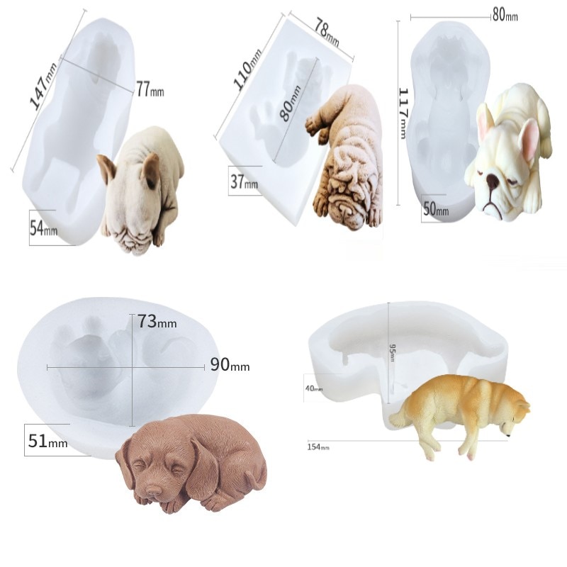 Shar pei hund sovande hund mousse tårta silikonform glass gör det själv handgjorda bakapparater fem stilar
