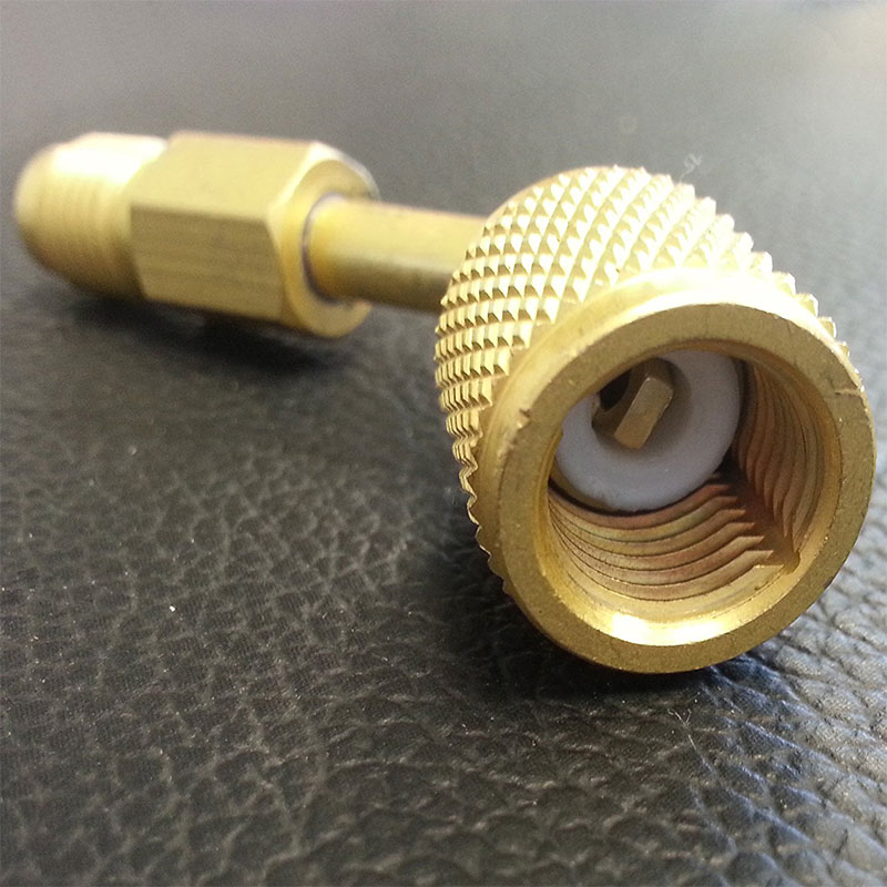 Mini Split System Charging Vacuum Port Adapter Converts R410a Style 5/16 SAE Service Ports to Accept Older 1/4 SAE Gauge Hoses