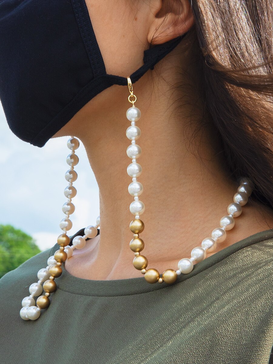 Cordón para mascarilla, COLLAR COLGANTE de perlas para cuello, gafas, cadena antipérdida, soporte multiusos