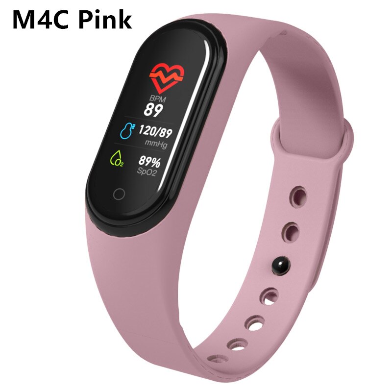 Sport Fitness Braccialetto Activity Tracker Misuratore di Pressione Sanguigna Intelligente Del Braccialetto Monitor di Frequenza Cardiaca Impermeabile Intelligente Orologio Per Android IOS: M4C Pink