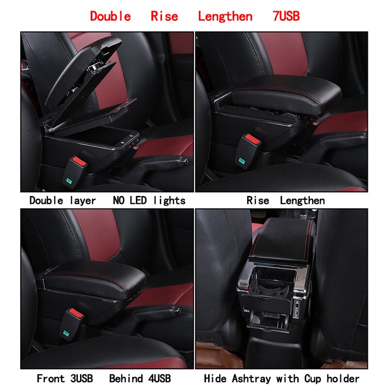 Armsteun Doos Voor Mazda CX-3 Auto Centrale Opslag Container Pu Leer: double usb