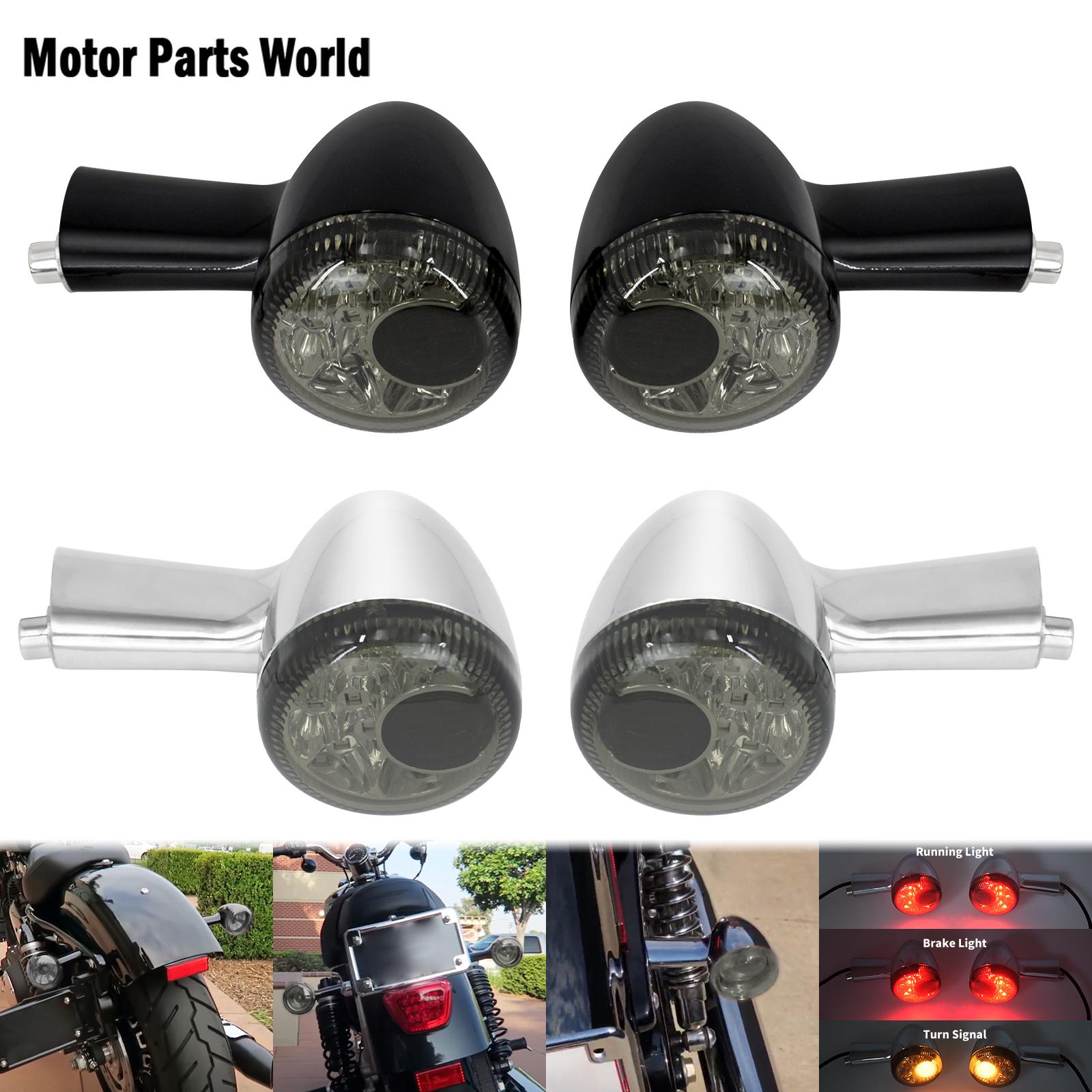Motocicleta âmbar traseiro led turn signal luzes indicador preto/cromo
Para Harley Sportster 883 Super Baixa 21 XL883L 1200 1992-2020