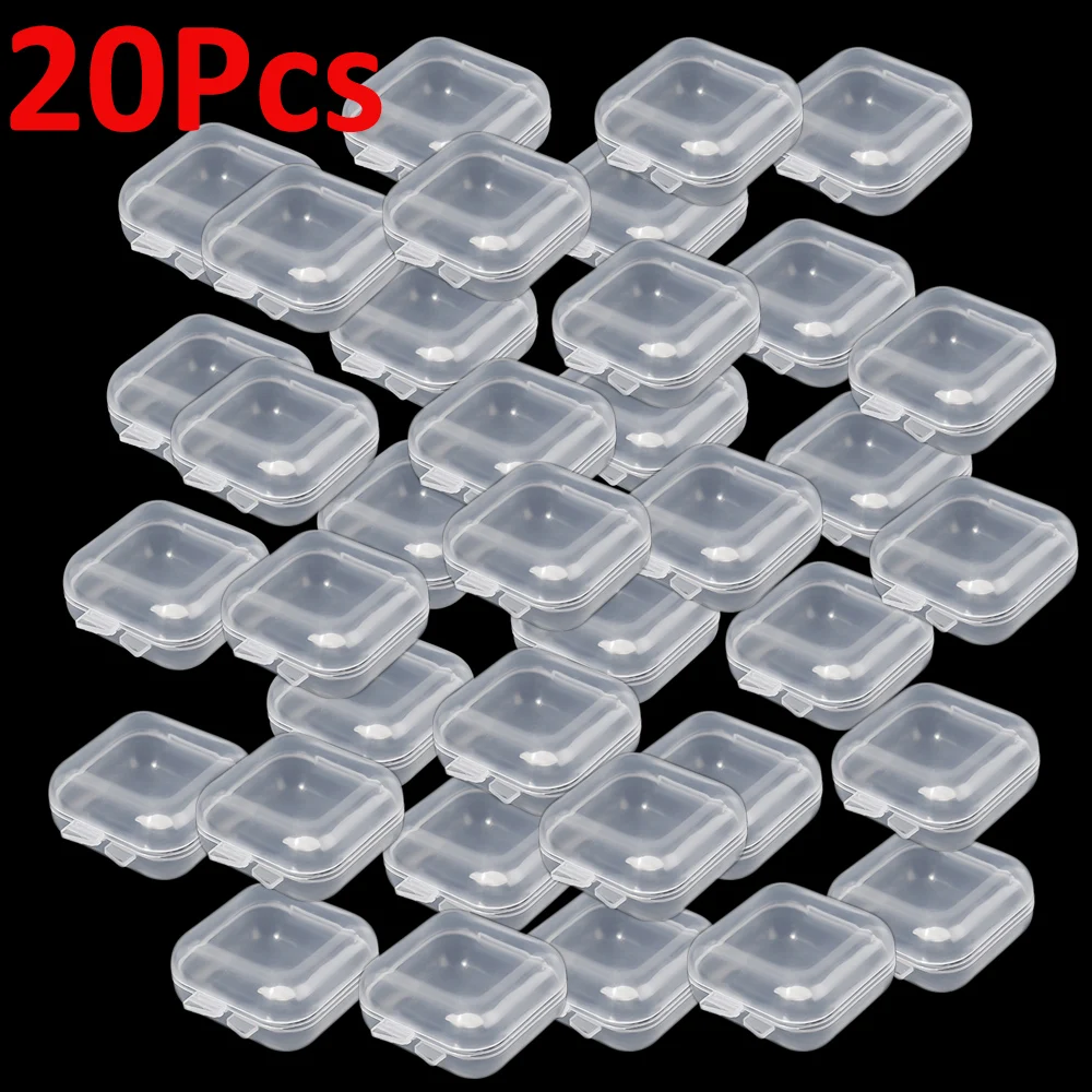 Mini Storage Box Transparent Square Plastic Boxes Earrings Jewelry Packaging Storage Small Square Box Jewelry Organizer: Red
