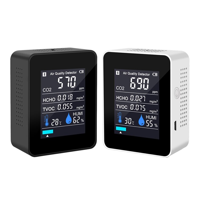 5 in 1 CO2 Meter Temperature Humidity Sensor Air Monitor Carbon Dioxide TVOC Formaldehyde HCHO Detector