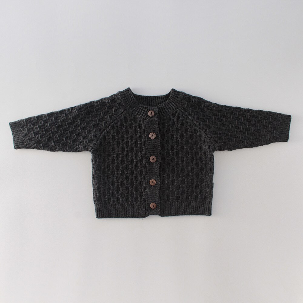 Baby Meisjes Jongens Gebreide Trui Jas Uitloper Lente Fall Casual Solid Lange Mouwen Enkele Breasted Trui Vest: Black / 80