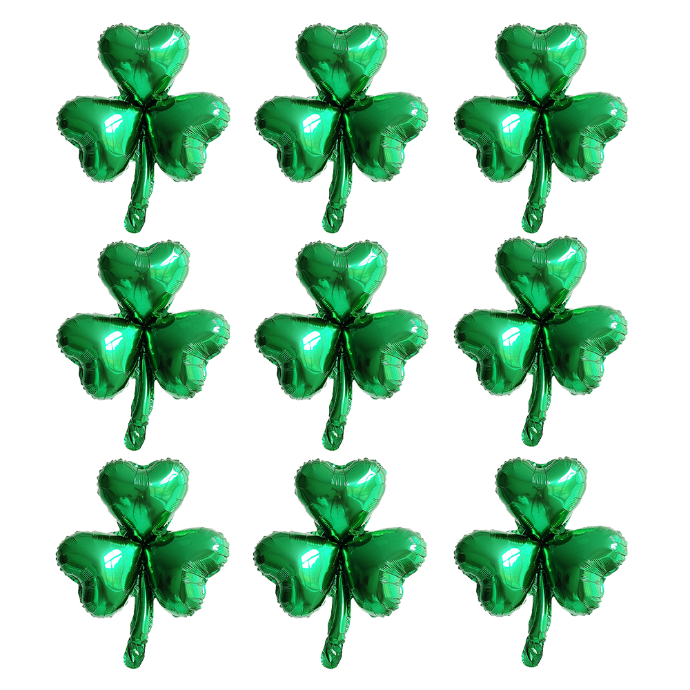 9 Uds. Globos de aluminio de trébol de hoja verde Globos de helio de hoja de la suerte del Día de San Patricio decoración de cumpleaños de boda Globos de: Default Title