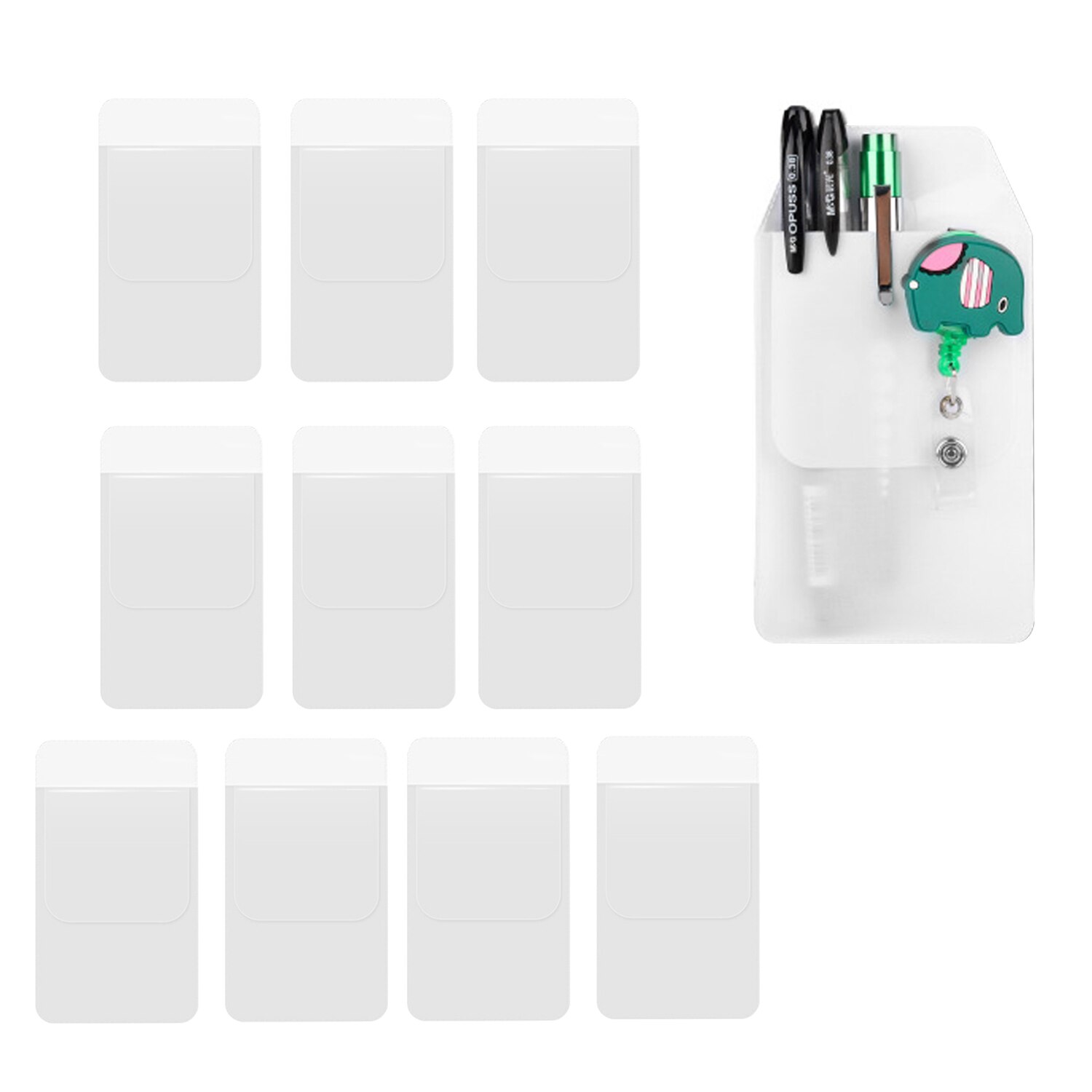 10PCS Clear Leakproof Pocket Protector for Pen Leaks School Hospital Office Supplies White