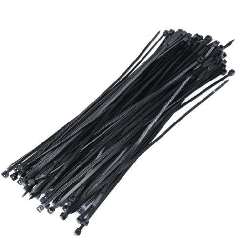 100 stuks 7.7 inch kunststof kabel-/draadbinders met zelfborgende tanden - zwart
