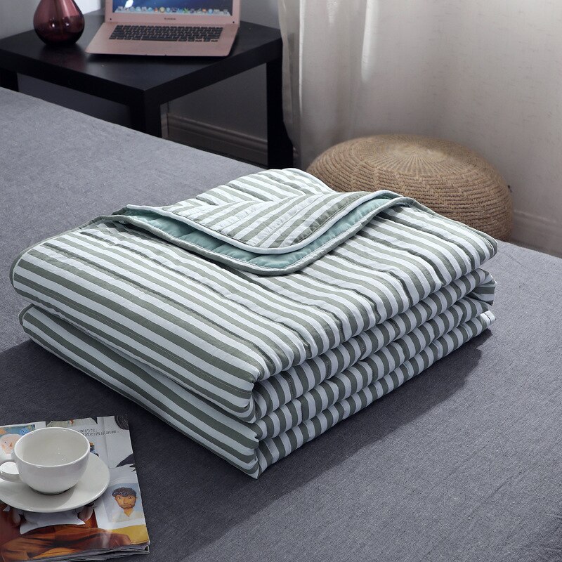 Vasket bomuld utrykt plaid sommerkøler hudvenlig børneklimaanlæg sommer tynd quilt quilt kerne  lb62702: 100 x 150 cm / Mørkegrå