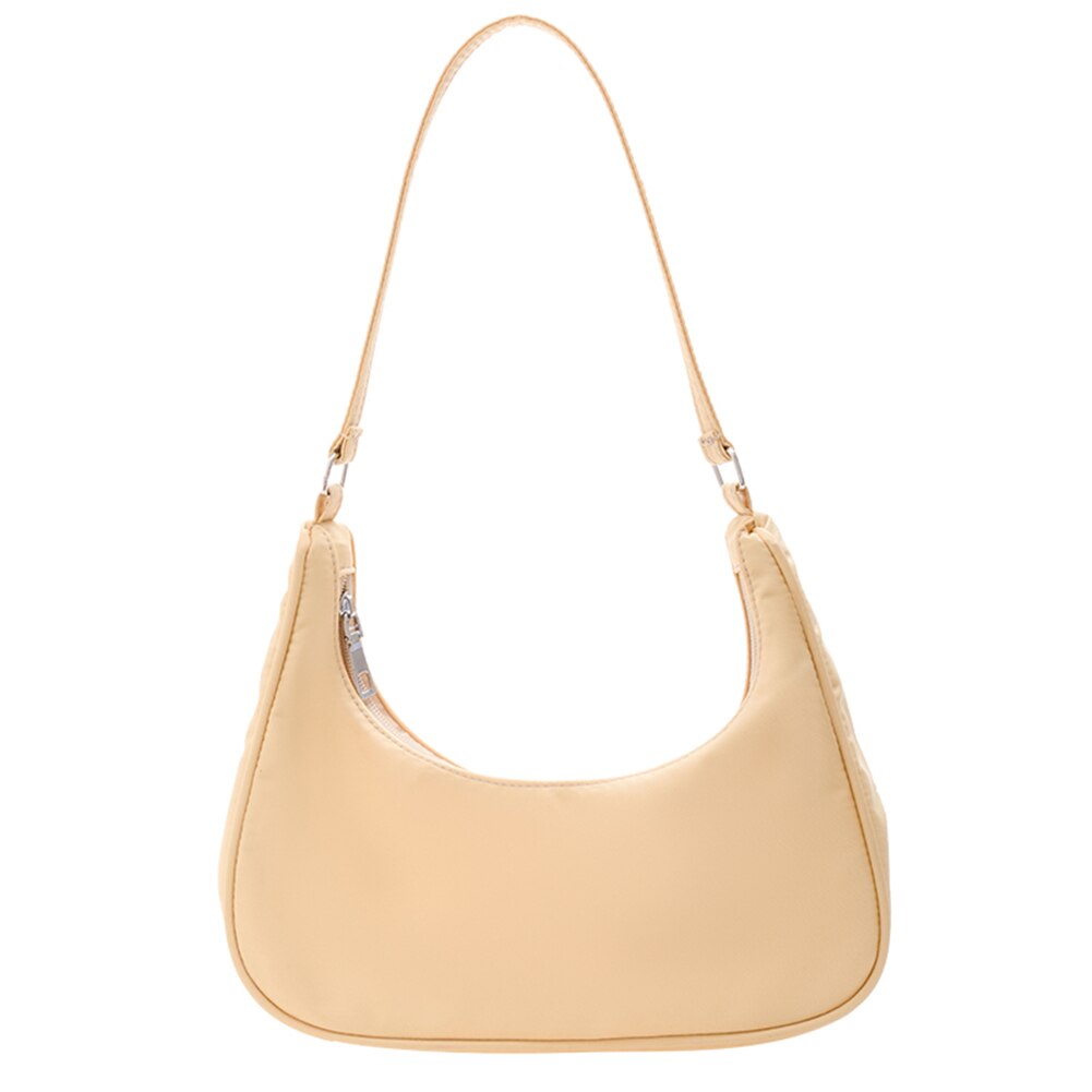 Mode Vrouwen Pure Kleur Schouder Onderarm Zwervers Zakken Casual Dames Rits Kleine Portemonnee Top-Handvat Handtas: YELLOW