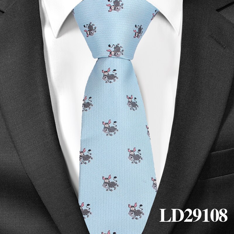 Gravata dos desenhos animados para homens poliéster jacquard animal gravata para casamento ternos de negócios 6cm gravata magro gravata masculina gravatas: LD29108